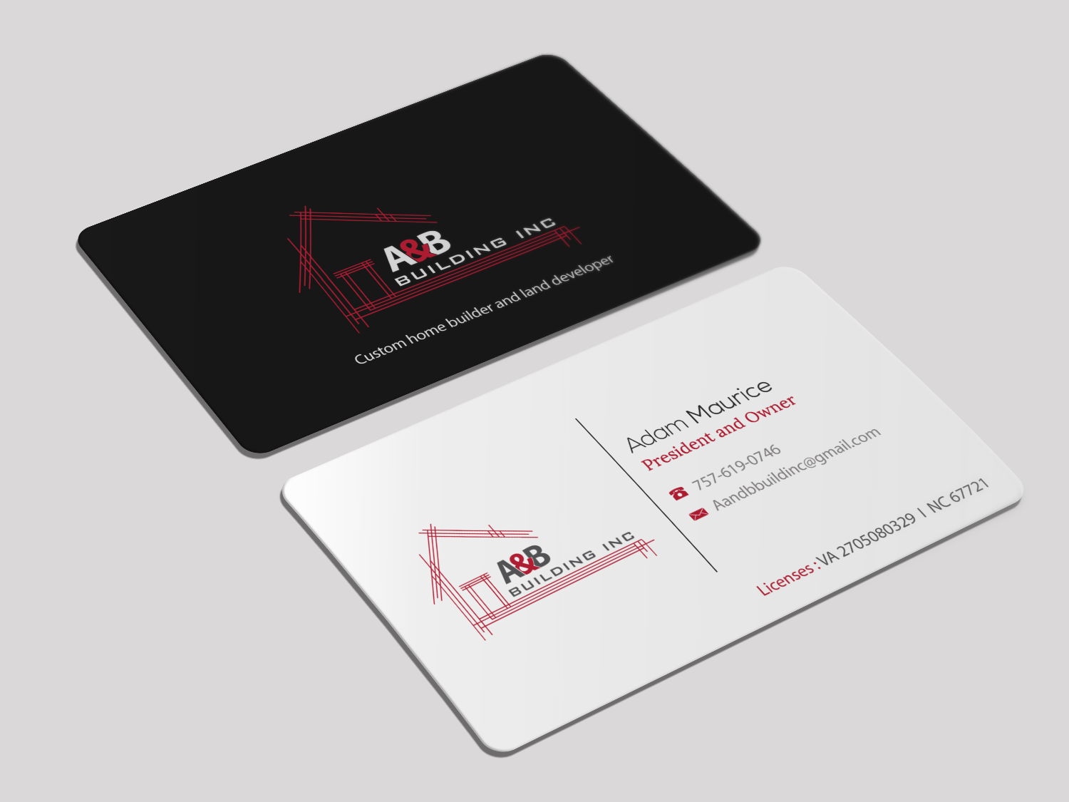 Business Card Design by Riz' for A and B Building Inc. | Design #13153964