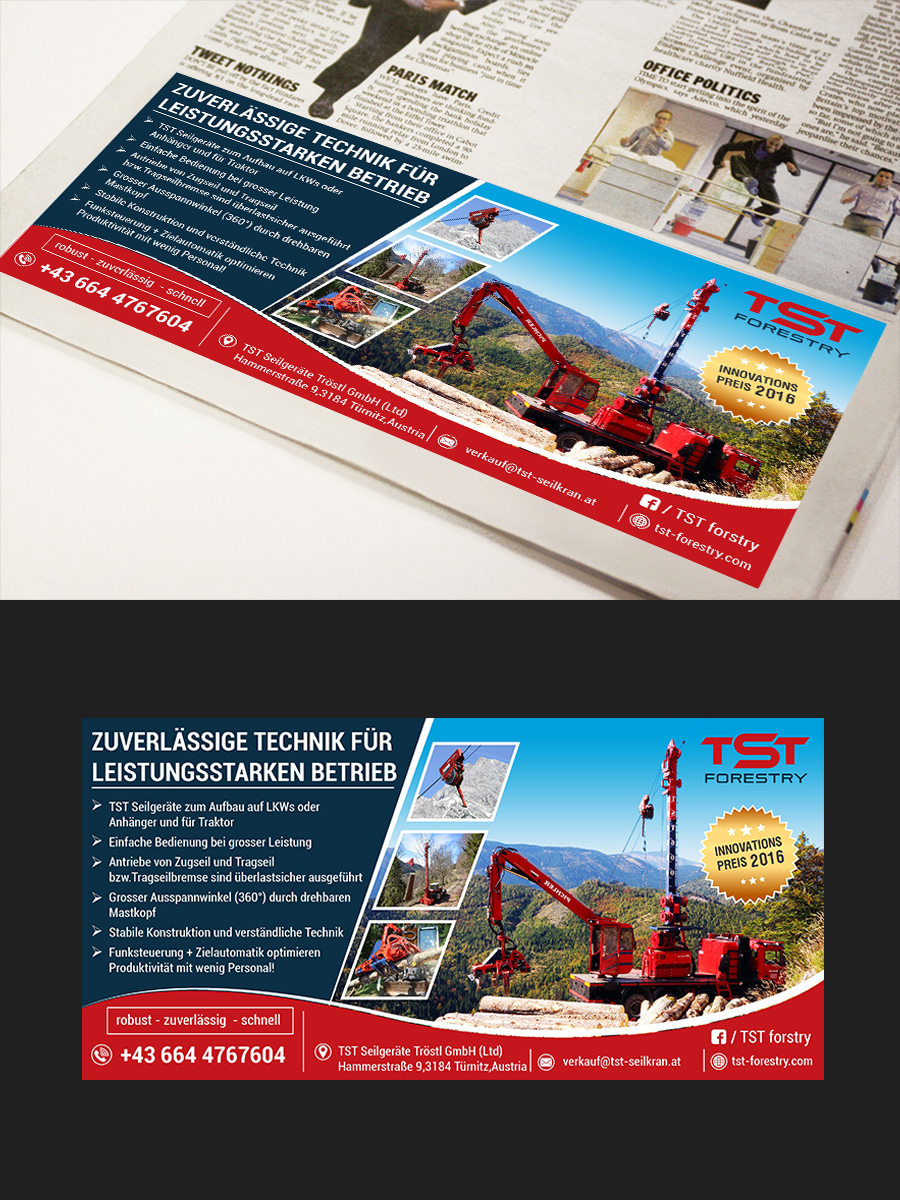 Newspaper Ad Design by ESolz Technologies for TST Seilgeräte Troestl GmbH | Design: #13165521