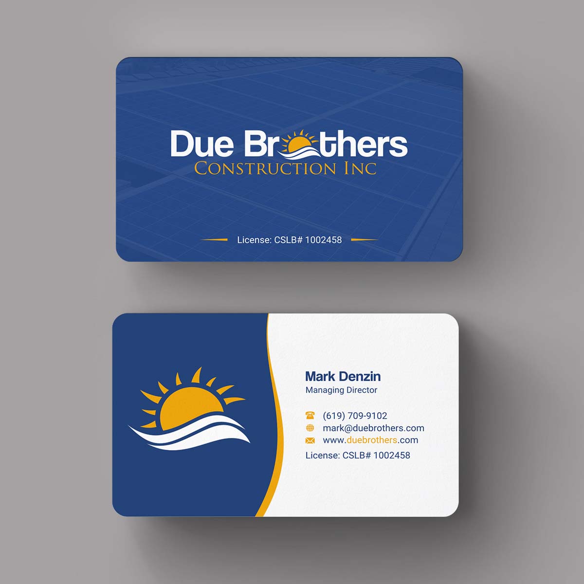 Business Card Design by INDIAN_Ashok for Due Brothers Construction  | Design #13025261