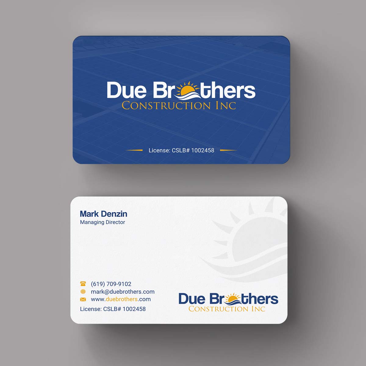Business Card Design by INDIAN_Ashok for Due Brothers Construction  | Design #13025262