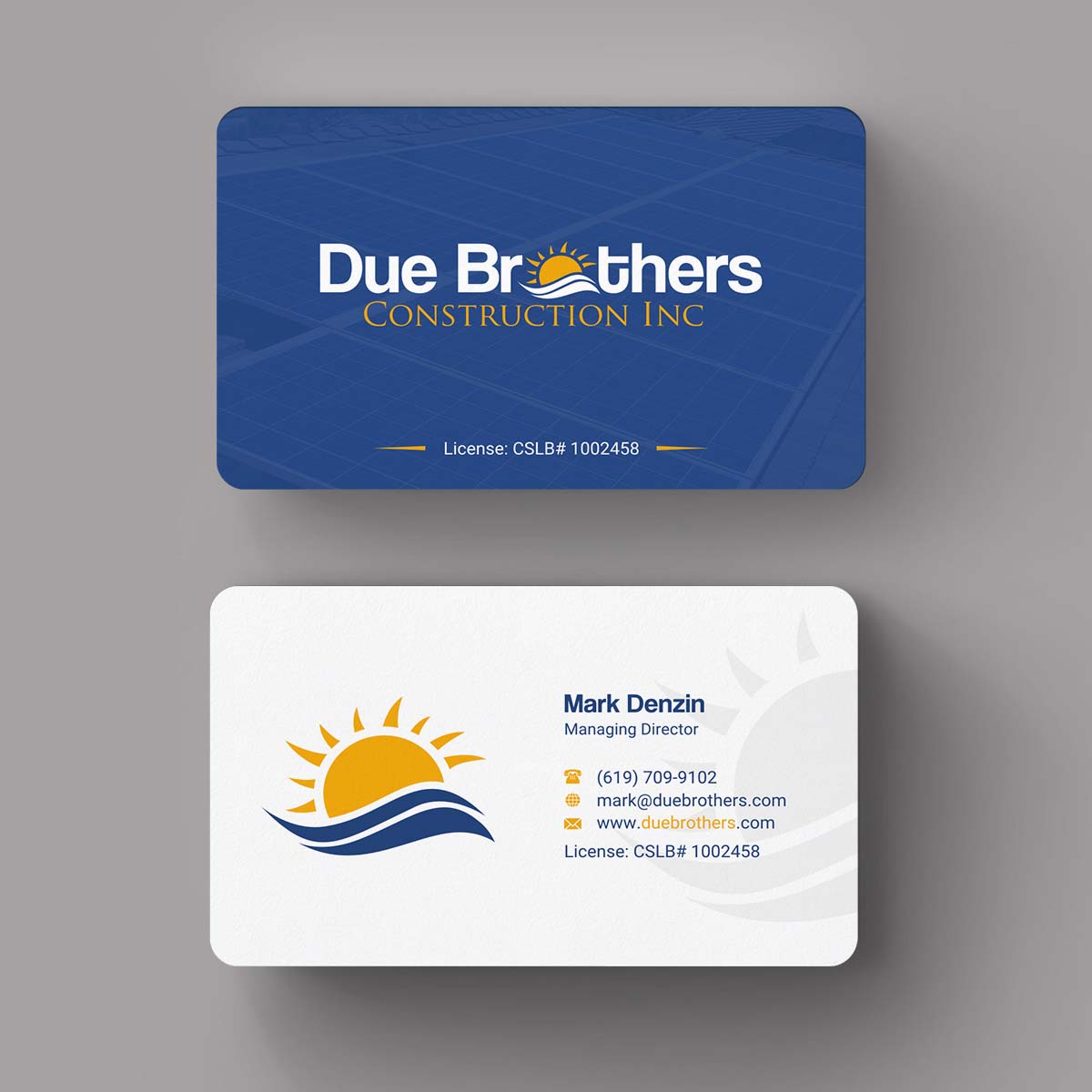 Business Card Design by INDIAN_Ashok for Due Brothers Construction  | Design #13025263