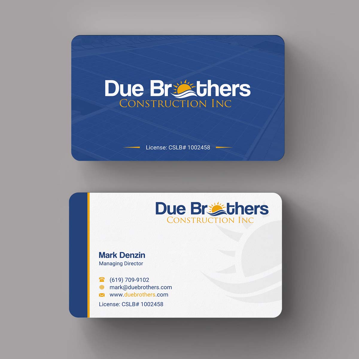 Business Card Design by INDIAN_Ashok for Due Brothers Construction  | Design #13025267