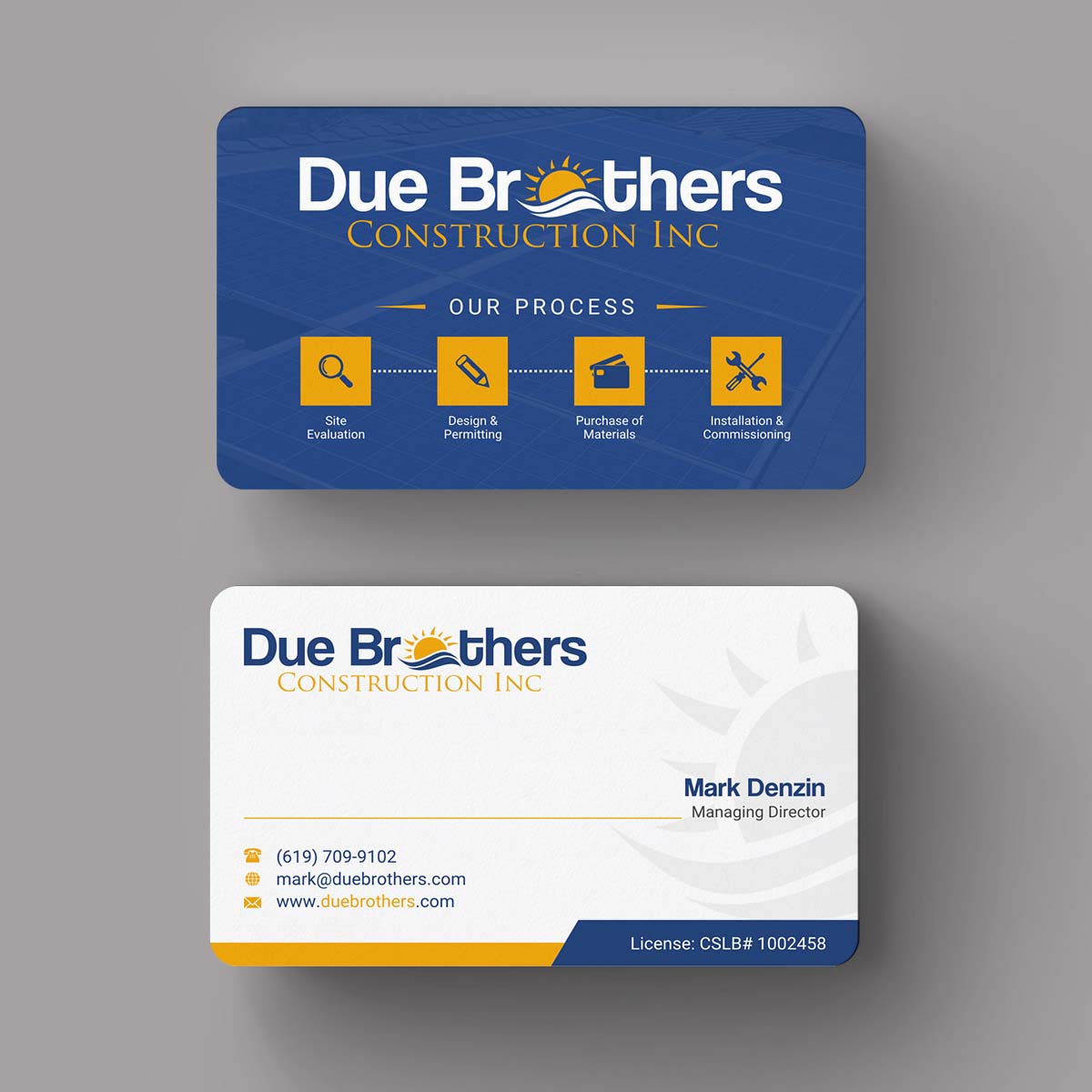 Business Card Design by INDIAN_Ashok for Due Brothers Construction  | Design #13025270
