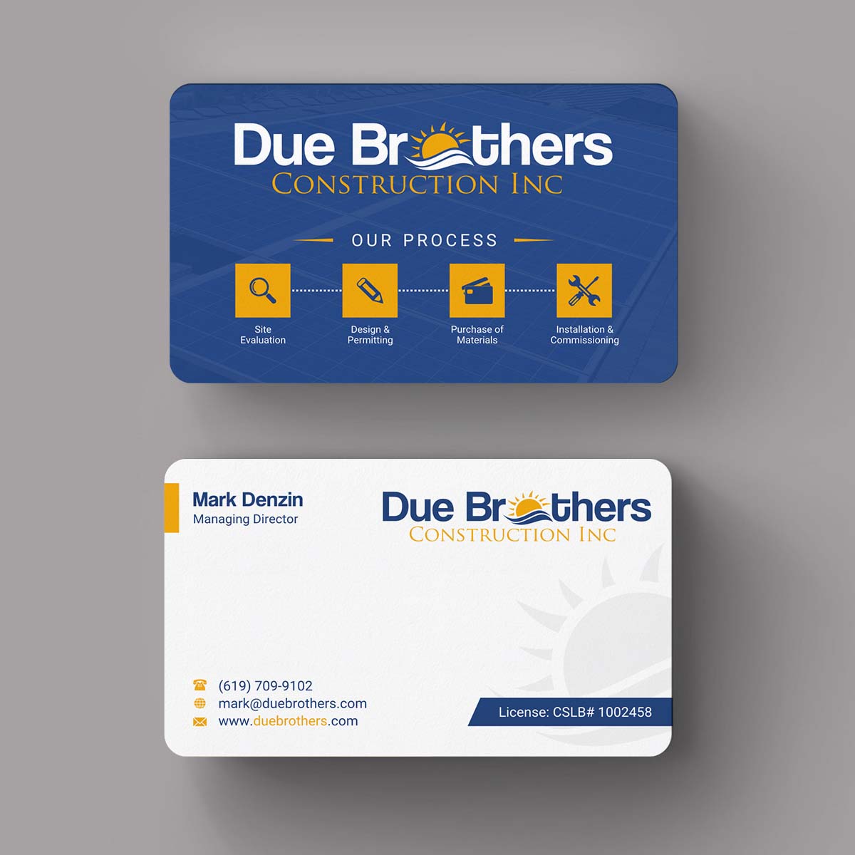 Business Card Design by INDIAN_Ashok for Due Brothers Construction  | Design #13025272