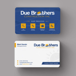 Business Card Design by INDIAN_Ashok for Due Brothers Construction  | Design: #13025272