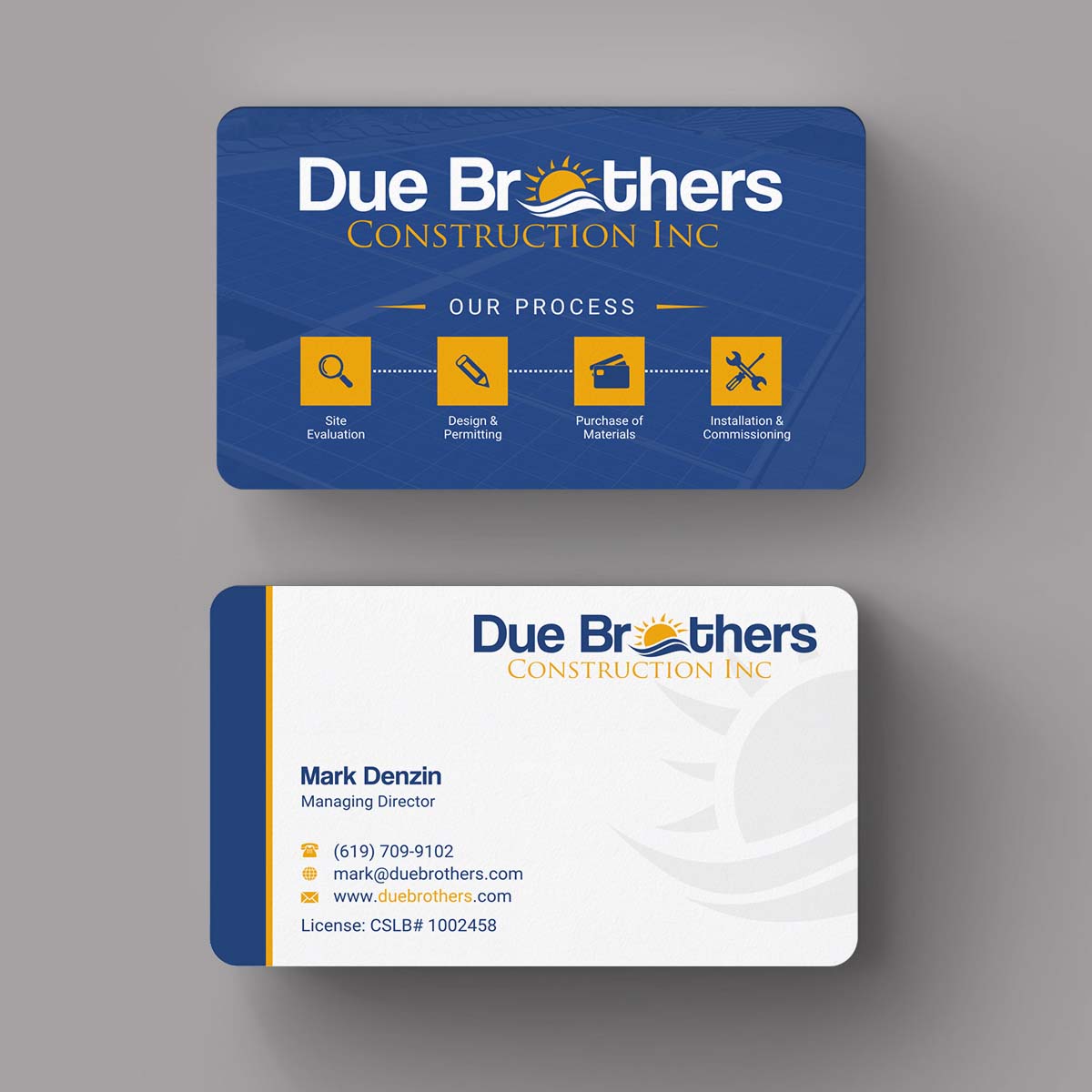 Business Card Design by INDIAN_Ashok for Due Brothers Construction  | Design #13025275