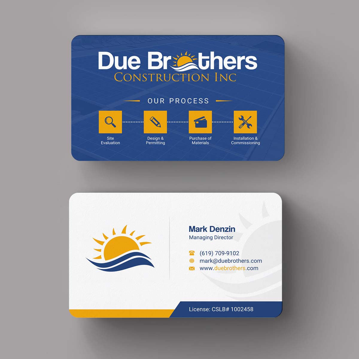 Business Card Design by INDIAN_Ashok for Due Brothers Construction  | Design #13025276