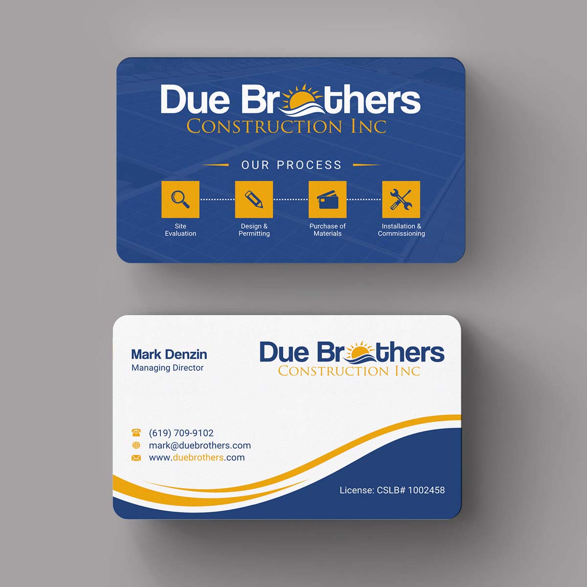 Business Card Design by INDIAN_Ashok for Due Brothers Construction  | Design #13025277