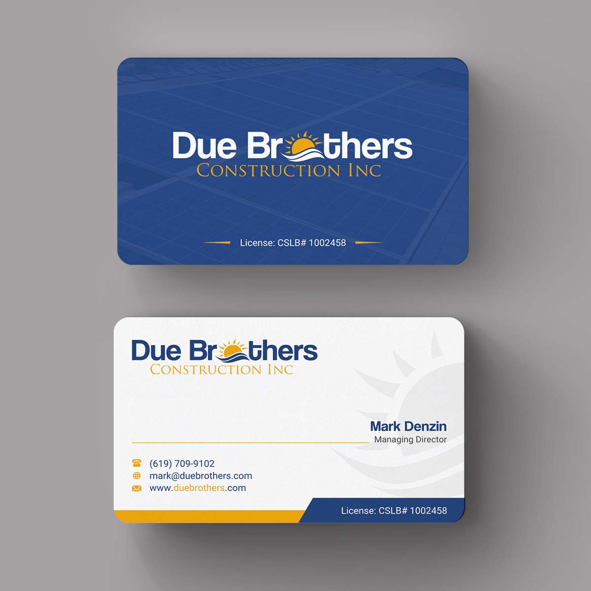 Business Card Design by INDIAN_Ashok for Due Brothers Construction  | Design #13025281
