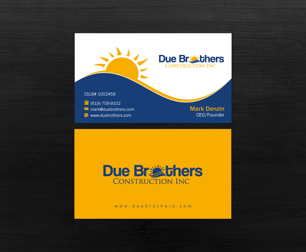Diseño de Tarjeta de Presentación por Brand aid para Due Brothers Construction  | Diseño #13026706