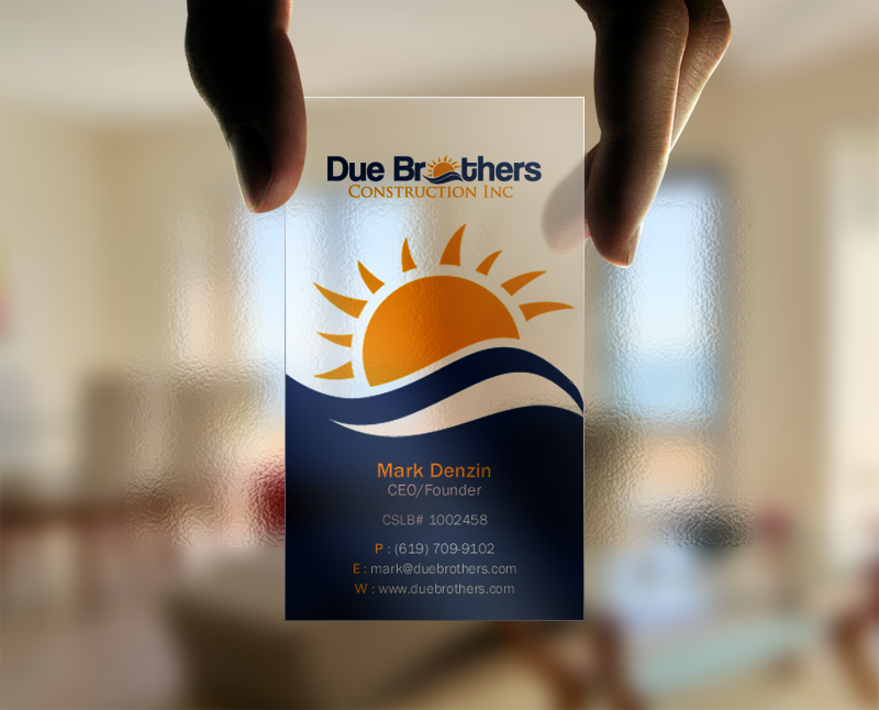 Business Card Design by Brand aid for Due Brothers Construction  | Design #13026708