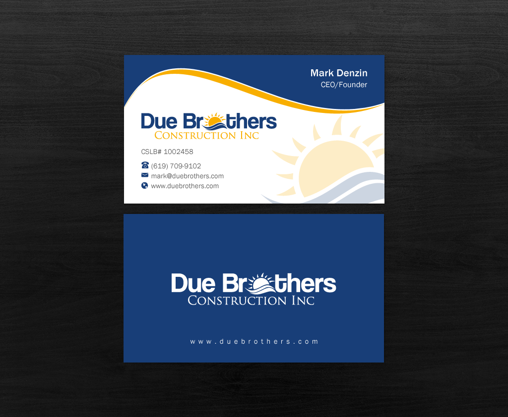 Business Card Design by Brand aid for Due Brothers Construction  | Design #13028540