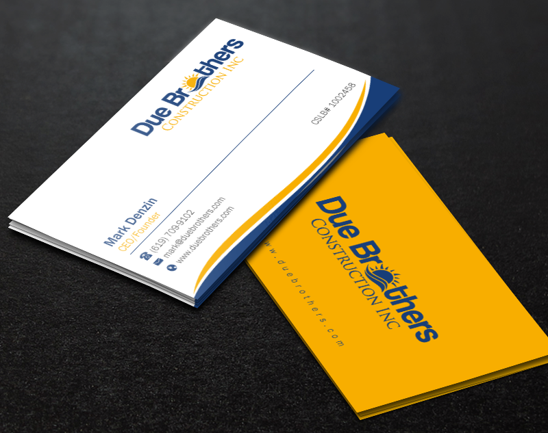 Business Card Design by Brand aid for Due Brothers Construction  | Design #13028543