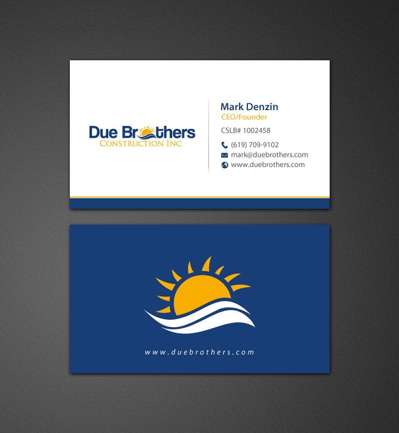 Business Card Design by chandrayaan.creative for Due Brothers Construction  | Design #13024140