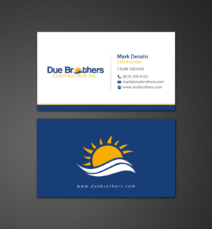 Business Card Design by chandrayaan.creative for Due Brothers Construction  | Design: #13024140