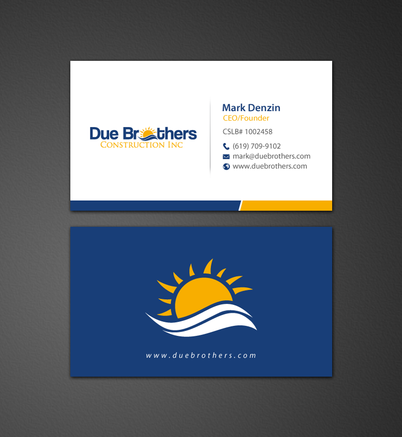 Business Card Design by chandrayaan.creative for Due Brothers Construction  | Design #13024141