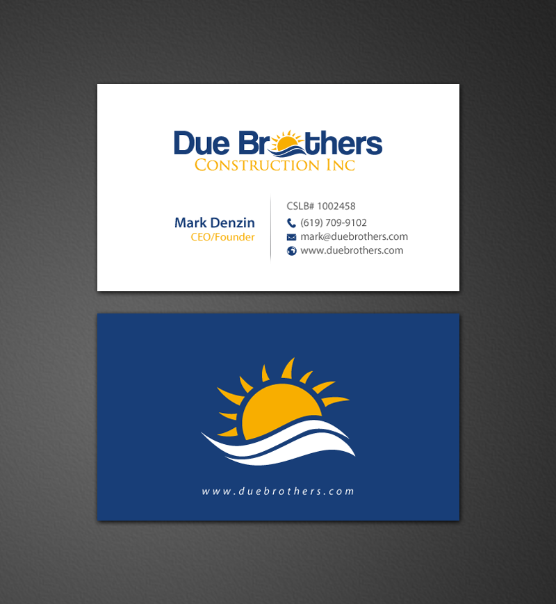 Diseño de Tarjeta de Presentación por chandrayaan.creative para Due Brothers Construction  | Diseño #13024143