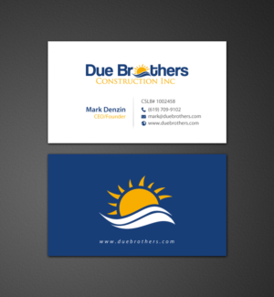 Business Card Design by chandrayaan.creative for Due Brothers Construction  | Design: #13024143