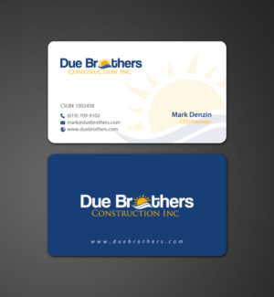 Business Card Design by chandrayaan.creative for Due Brothers Construction  | Design: #13024158