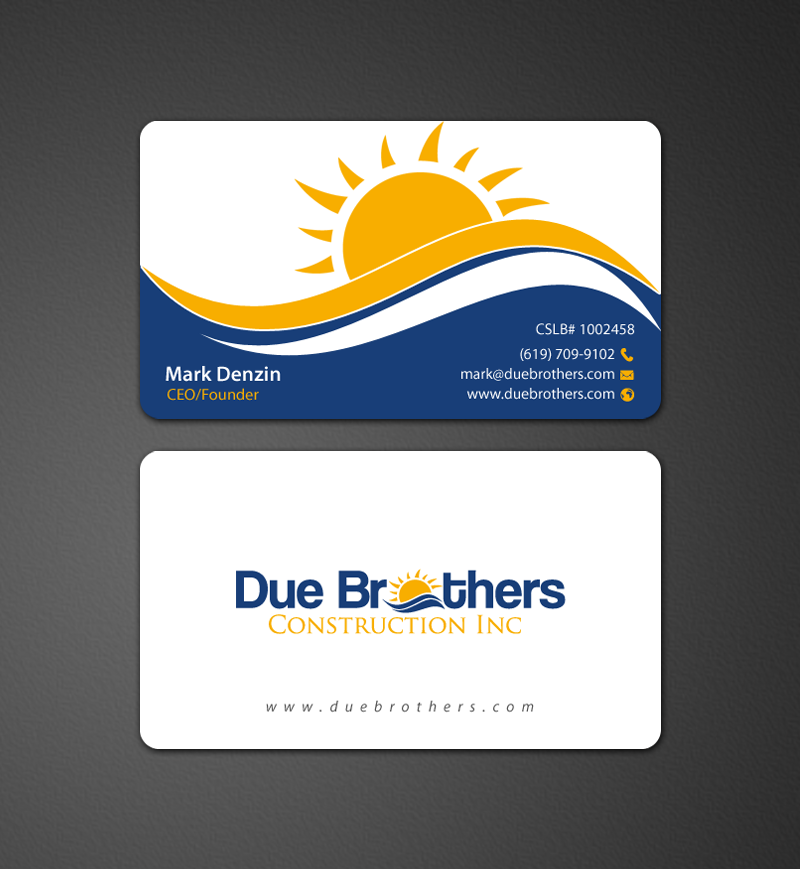 Business Card Design by chandrayaan.creative for Due Brothers Construction  | Design #13024159