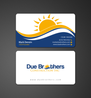 Business Card Design by chandrayaan.creative for Due Brothers Construction  | Design: #13024159
