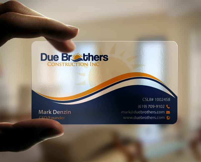Diseño de Tarjeta de Presentación por chandrayaan.creative para Due Brothers Construction  | Diseño #13024160