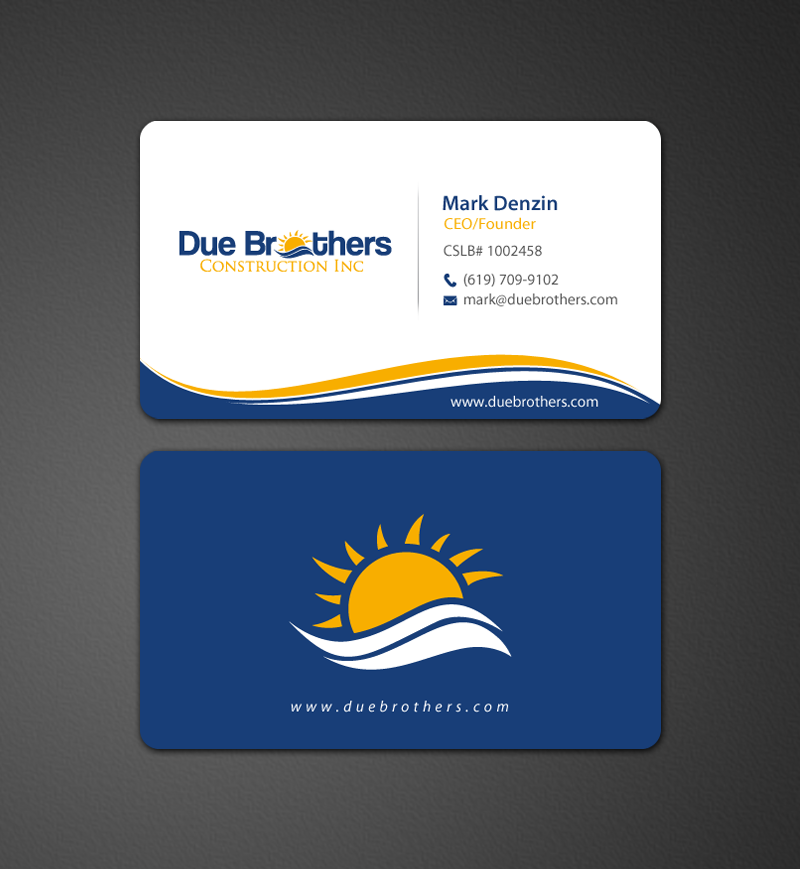 Business Card Design by chandrayaan.creative for Due Brothers Construction  | Design #13024195