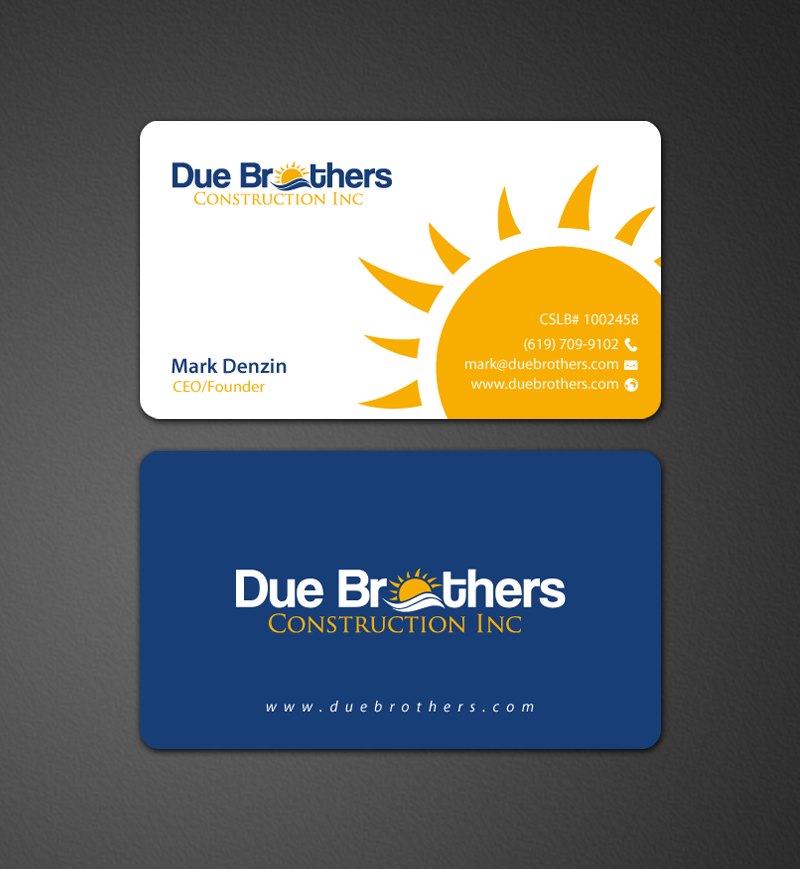 Business Card Design by chandrayaan.creative for Due Brothers Construction  | Design #13024196
