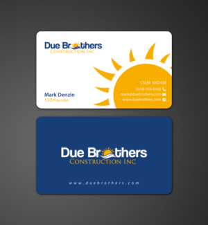 Business Card Design by chandrayaan.creative for Due Brothers Construction  | Design: #13024196