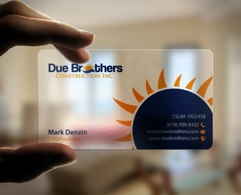 Business Card Design by chandrayaan.creative for Due Brothers Construction  | Design #13024572