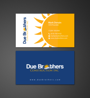 Business Card Design by chandrayaan.creative for Due Brothers Construction  | Design: #13024573