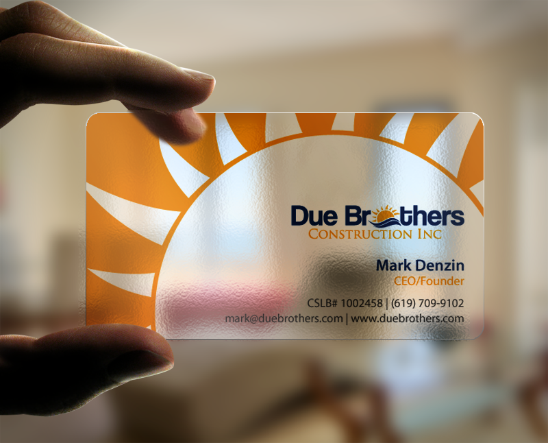 Business Card Design by chandrayaan.creative for Due Brothers Construction  | Design #13024574