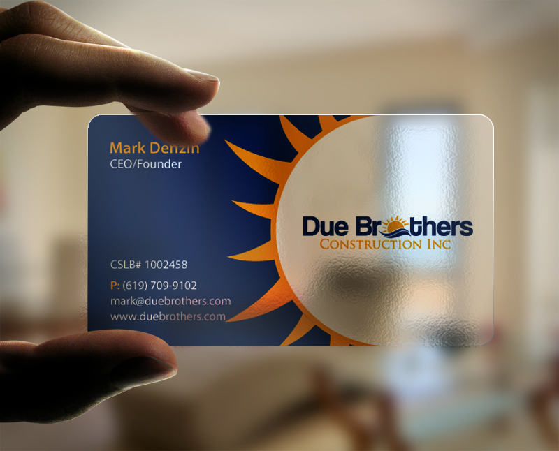 Business Card Design by chandrayaan.creative for Due Brothers Construction  | Design #13024582