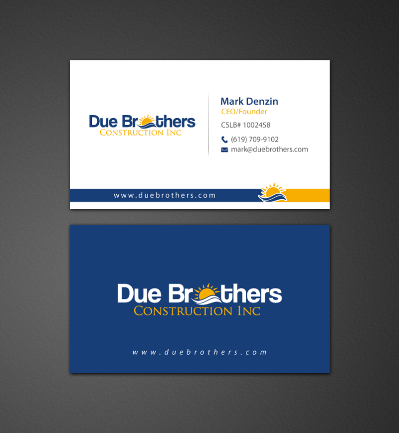 Business Card Design by chandrayaan.creative for Due Brothers Construction  | Design #13026355