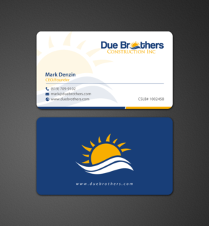 Business Card Design by chandrayaan.creative for Due Brothers Construction  | Design: #13026356