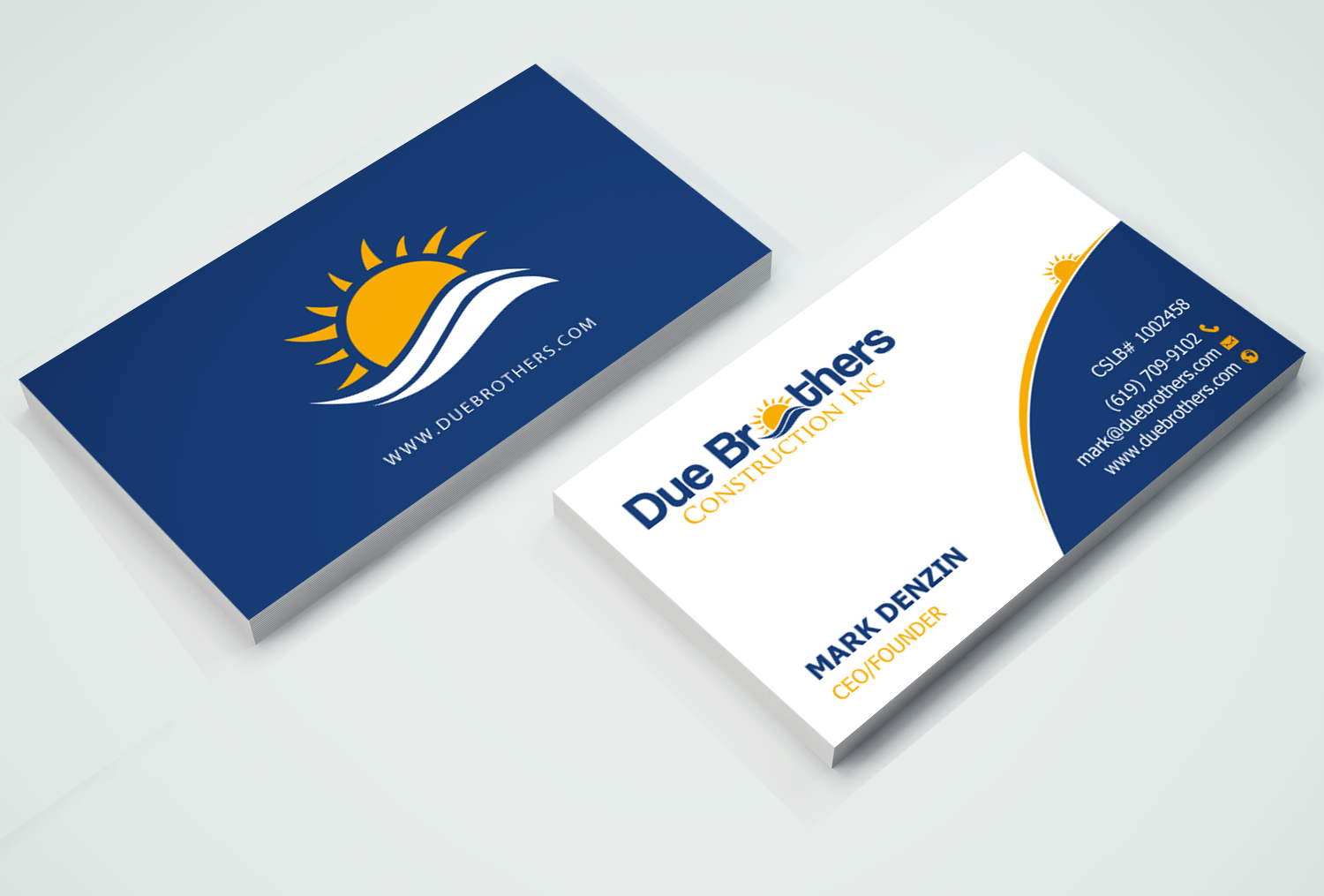 Business Card Design by chandrayaan.creative for Due Brothers Construction  | Design #13026409