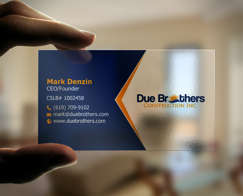 Business Card Design by chandrayaan.creative for Due Brothers Construction  | Design #13028754