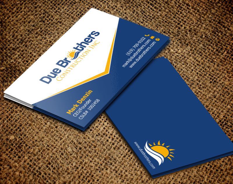 Business Card Design by chandrayaan.creative for Due Brothers Construction  | Design #13028757
