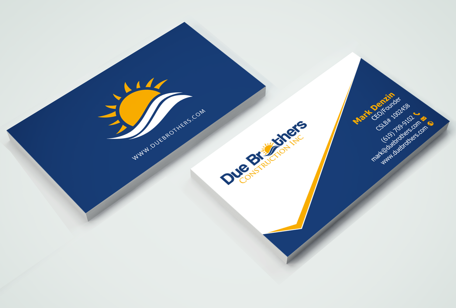Business Card Design by chandrayaan.creative for Due Brothers Construction  | Design #13028763