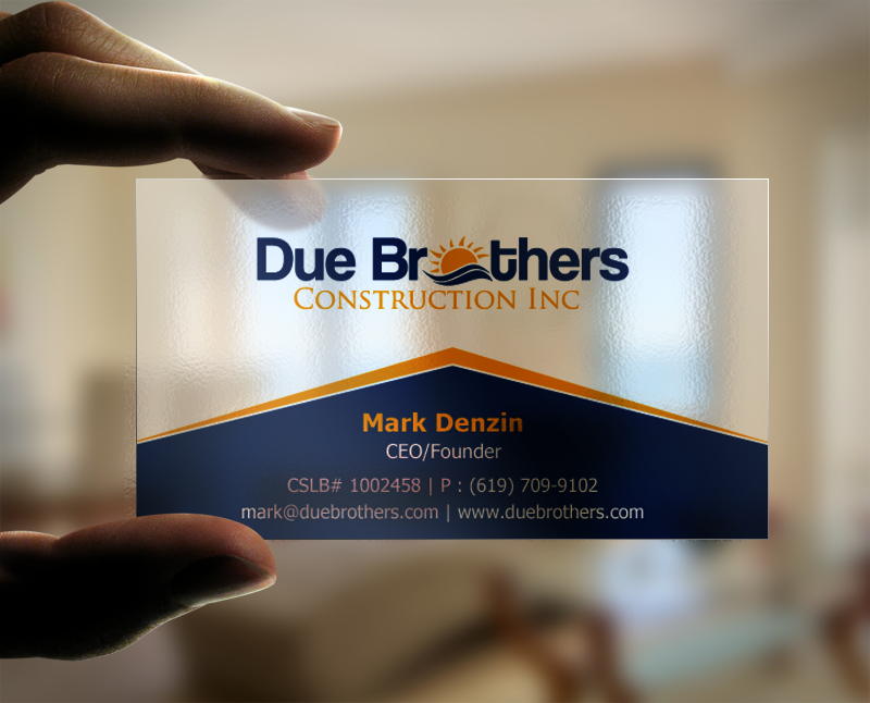 Business Card Design by chandrayaan.creative for Due Brothers Construction  | Design #13028765