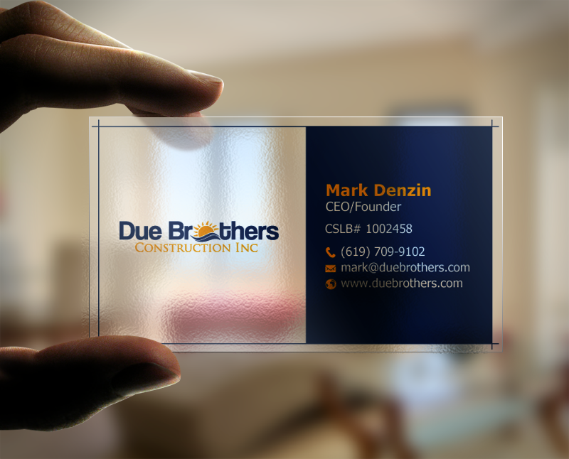 Business Card Design by chandrayaan.creative for Due Brothers Construction  | Design #13028767