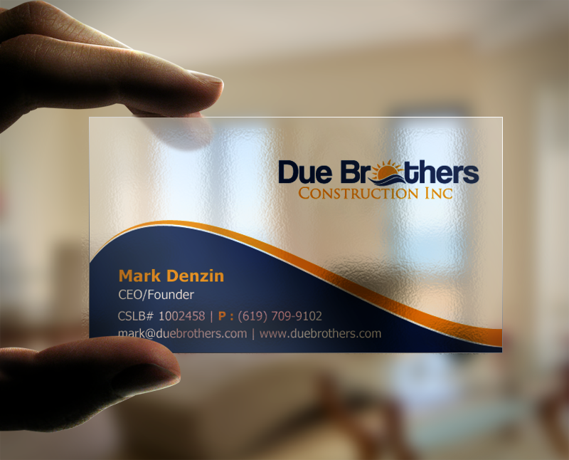 Business Card Design by chandrayaan.creative for Due Brothers Construction  | Design #13028777