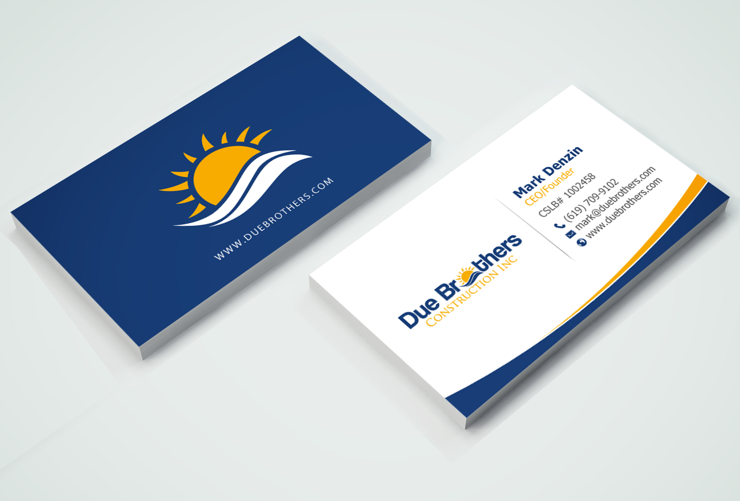 Business Card Design by chandrayaan.creative for Due Brothers Construction  | Design #13028779