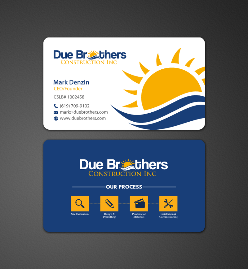 Business Card Design by chandrayaan.creative for Due Brothers Construction  | Design #13056780