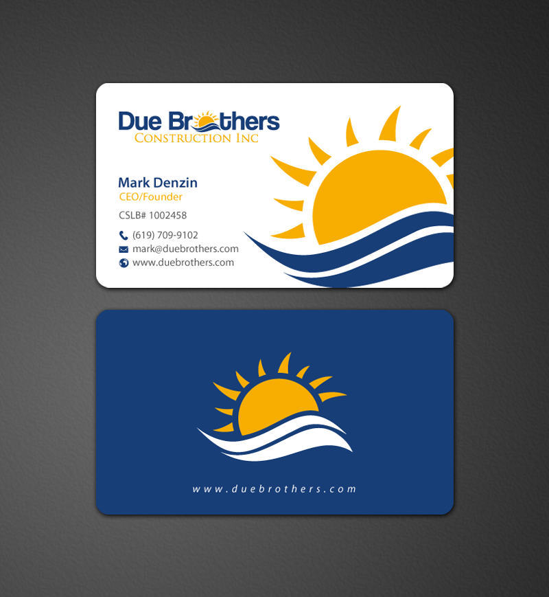 Business Card Design by chandrayaan.creative for Due Brothers Construction  | Design #13056782