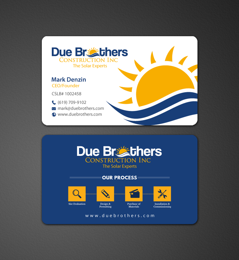 Business Card Design by chandrayaan.creative for Due Brothers Construction  | Design #13126290