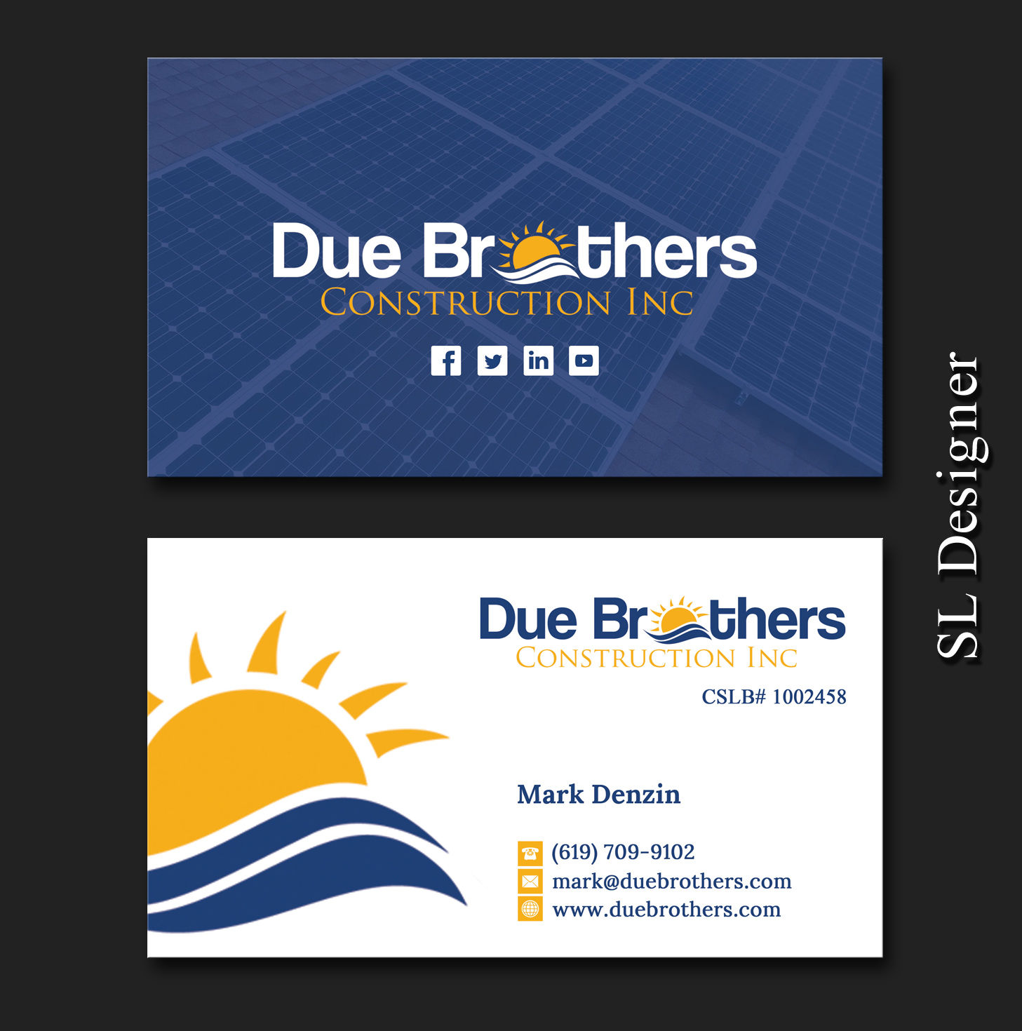 Business Card Design by SL Designer for Due Brothers Construction  | Design #13021090