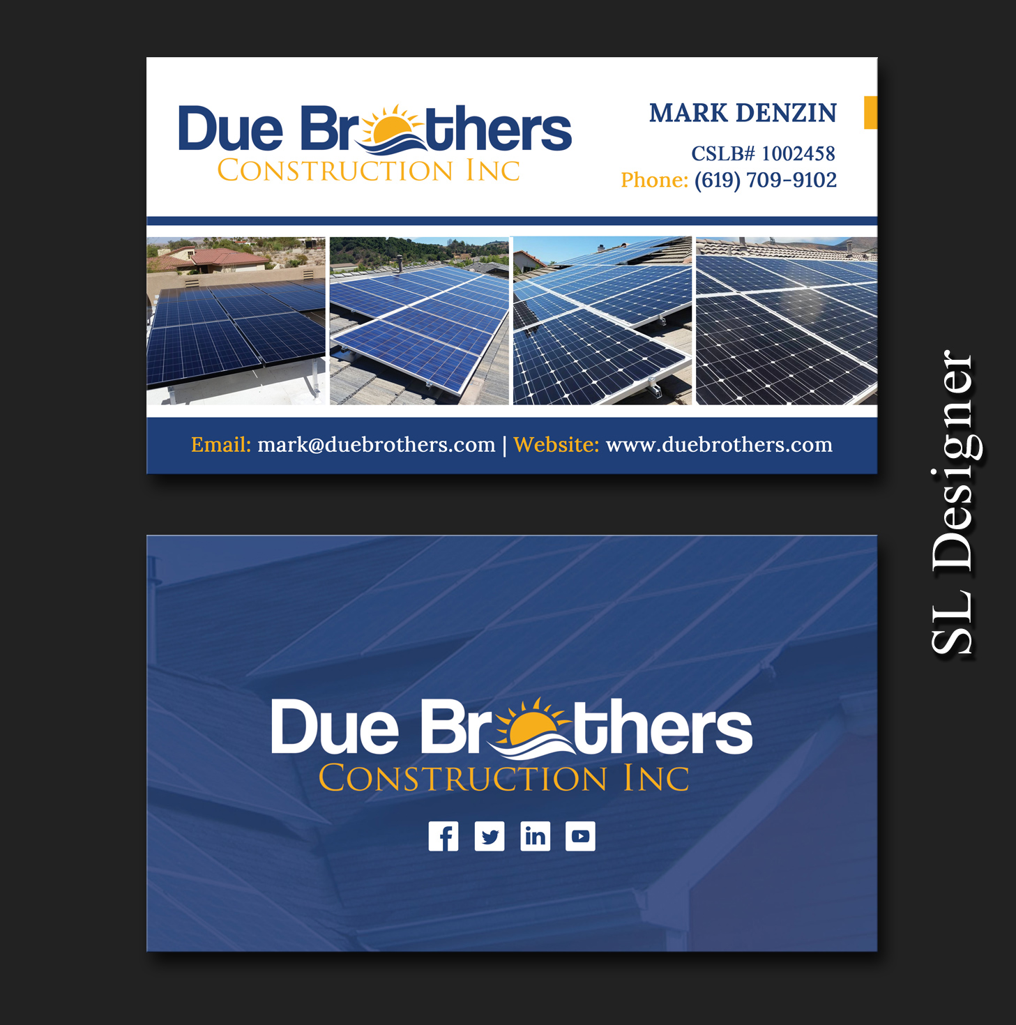 Business Card Design by SL Designer for Due Brothers Construction  | Design #13021092
