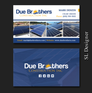 Business Card Design by SL Designer for Due Brothers Construction  | Design: #13021092