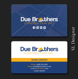 Business Card Design by SL Designer for Due Brothers Construction  | Design: #13021222